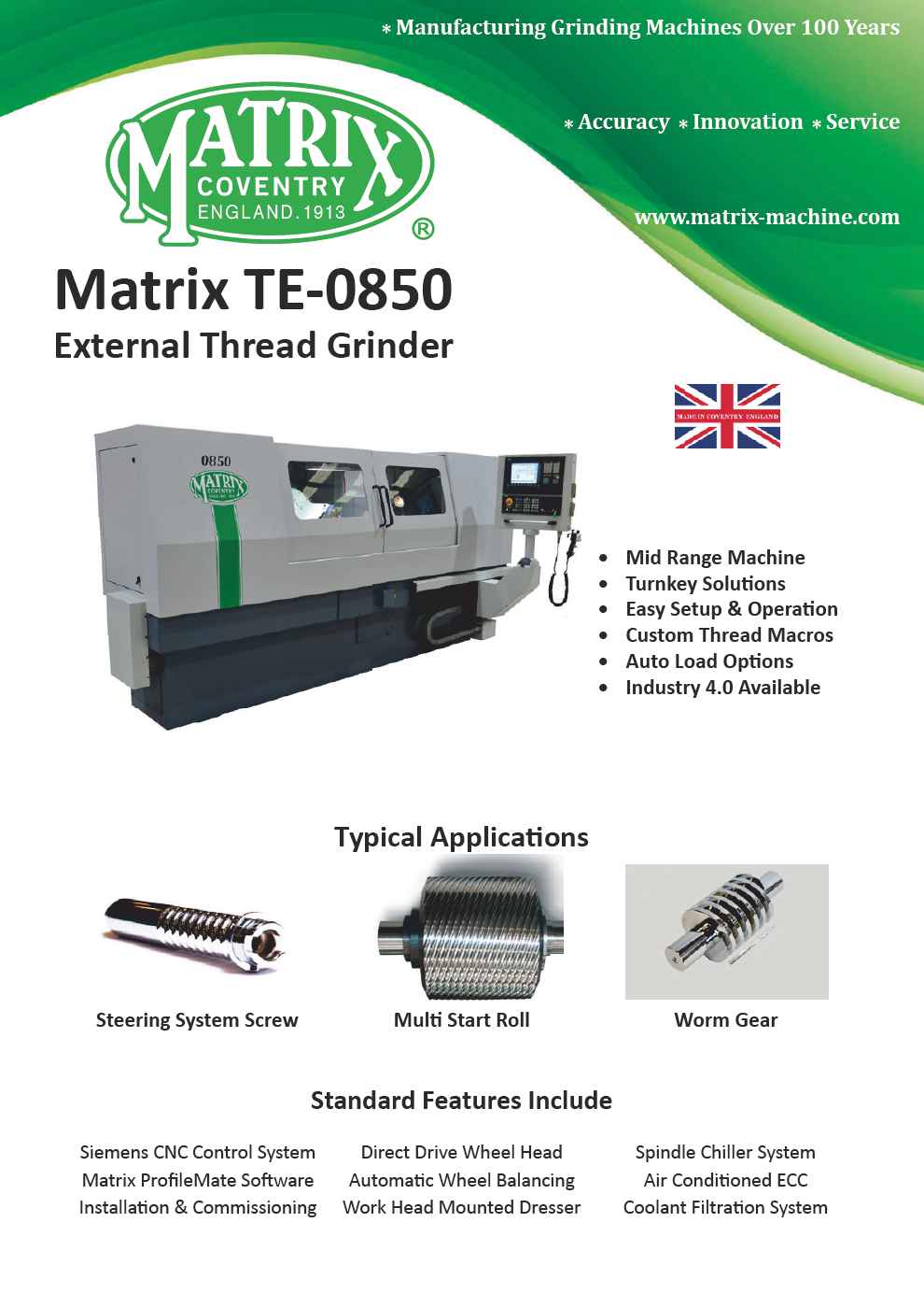 TE - 0850 External Thread Grinding Machine