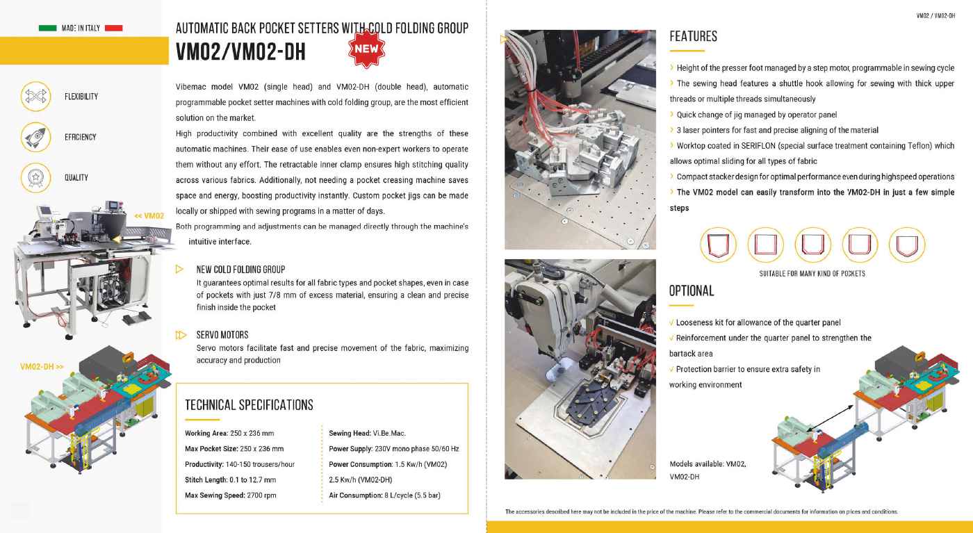 VM02 / VM02-DH – Automatic Pocket Setters with Cold Folding Group