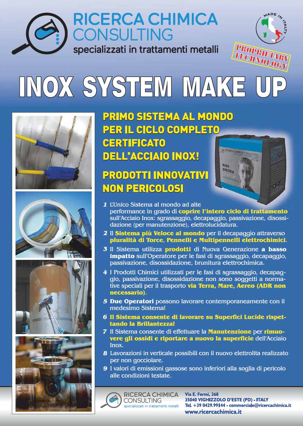 INOX SYSTEM MAKE UP - sistema elettrochimico per il trattamento dell'Acciaio Inox