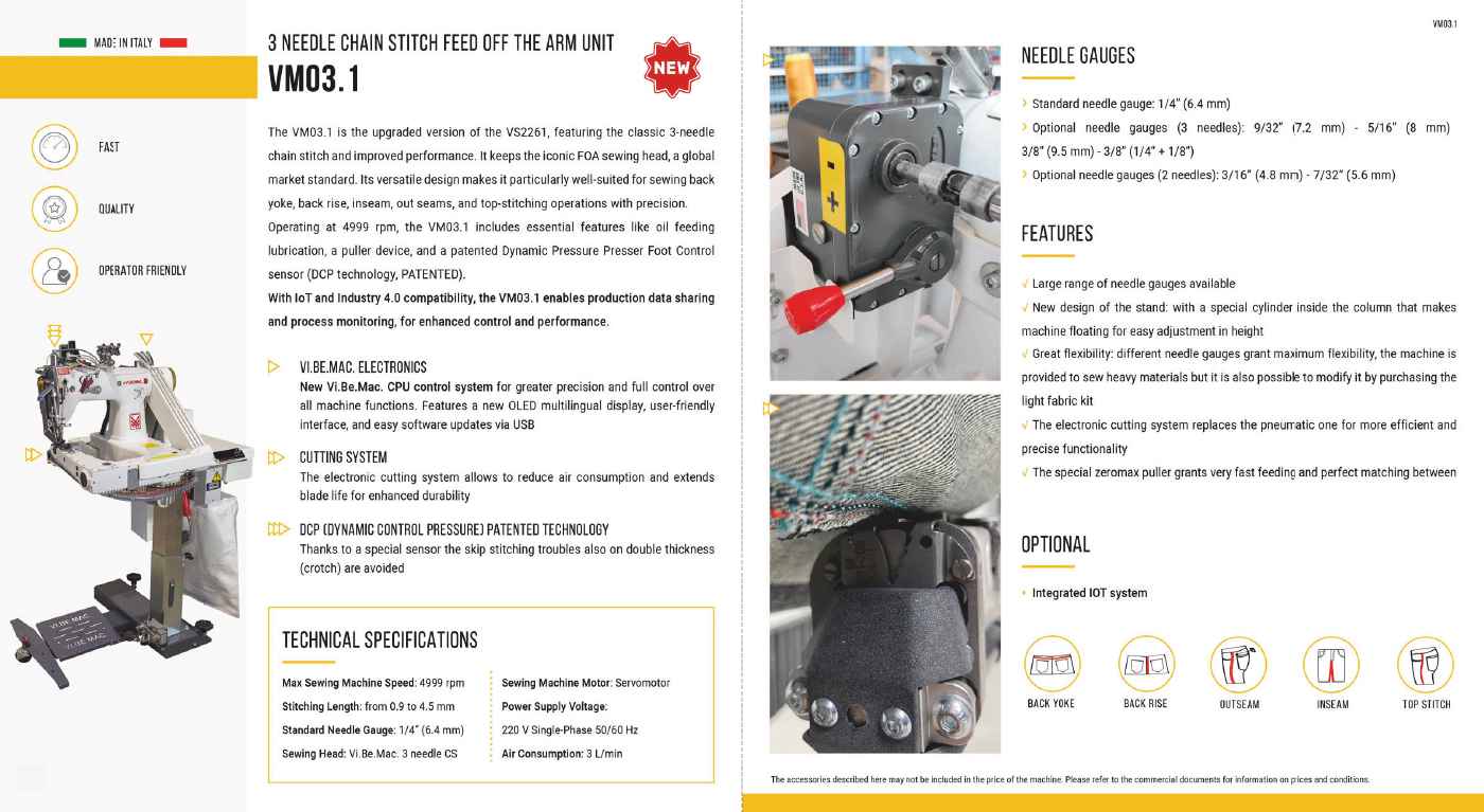 VM03.1 – 3-needle chain stitch feed-off-the-arm unit