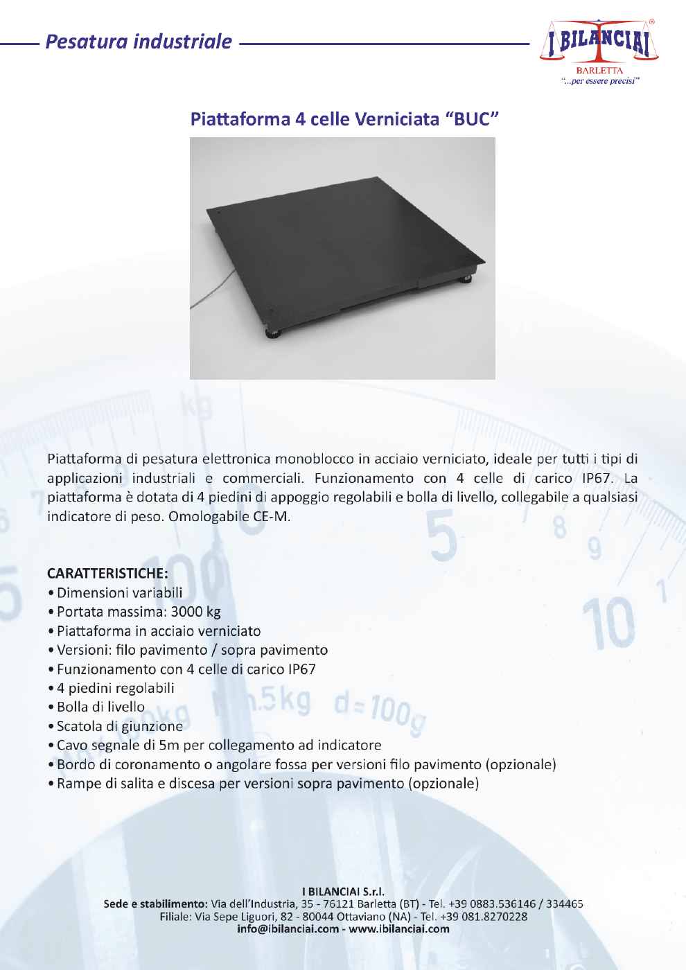 Piattaforma di pesatura 4 celle