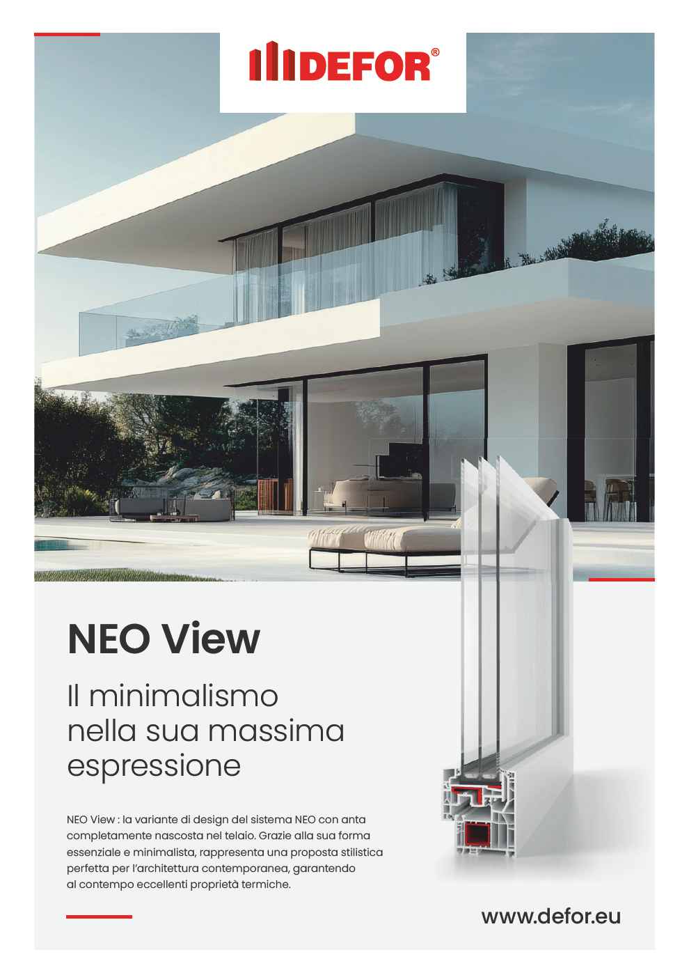 Sistema Neo View con anta tutto vetro