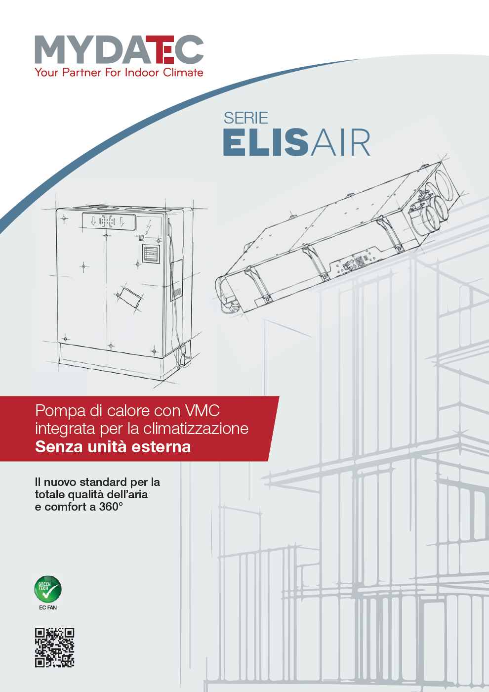 Serie ELISAIR - Pompa di calore con VMC integrata per la climatizzazione - Senza unità esterna