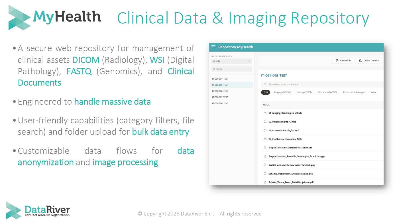 MYHEALTH PLATFORM FOR DICOM, WSI, FASTQ AND CLINICAL DOCUMENTS MANAGEMENT
