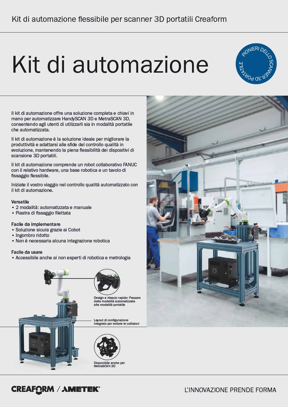 Brochure: Kit di automazione flessibile per scanner 3D portatili Creaform
