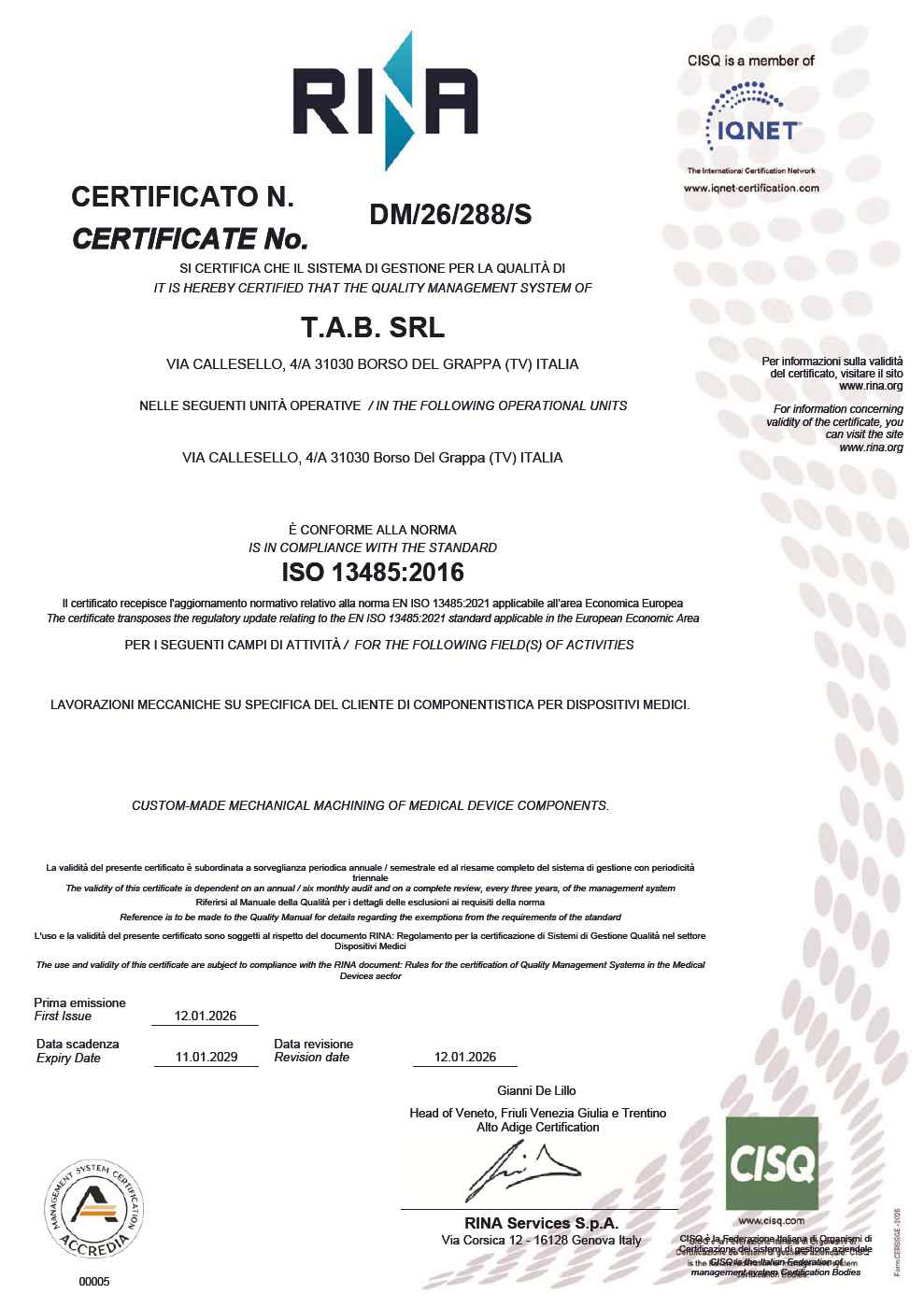 RINA 13485