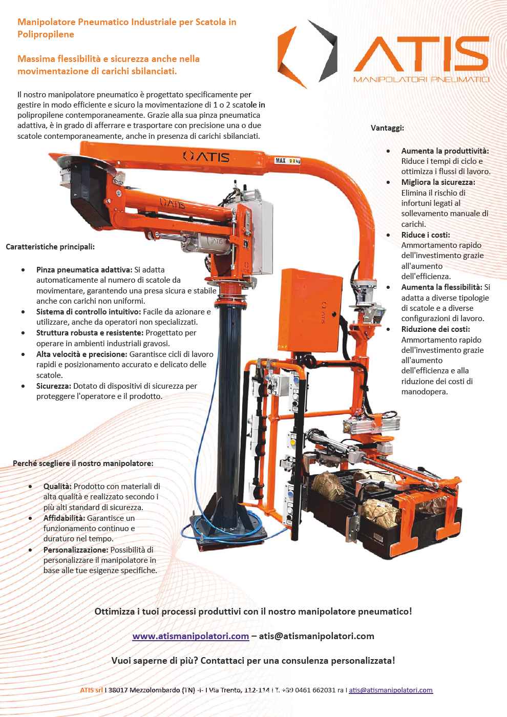 Flyer manipolatore a pinza per 1 o 2 scatole