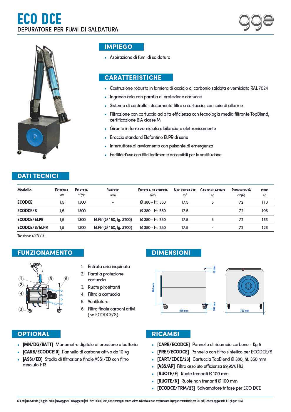 Eco Dce - scheda tecnica